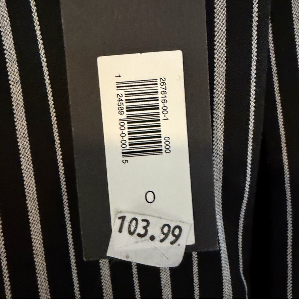 Banana Republic Career Midi Dress Sz 0 Stretch Stripe Short Sleeve Black NEW - Picture 8 of 8